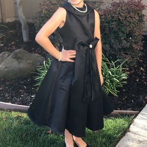 Girls tea length black dress